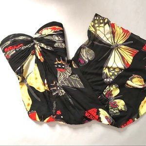 TADASHI SHODJI Silk Strapless Dress Vintage 1990s